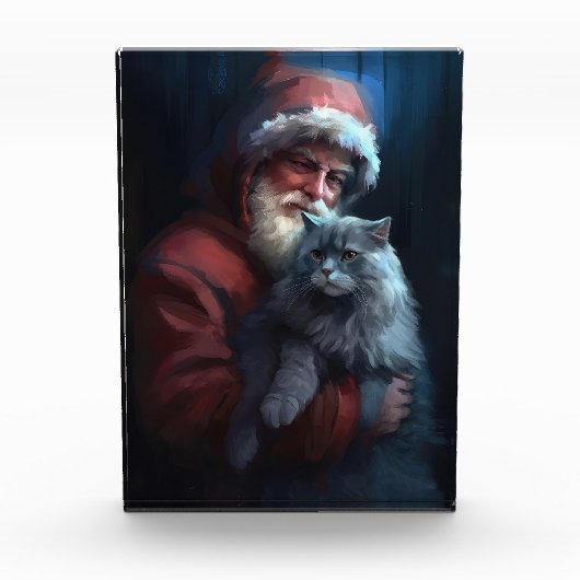 Russisch Blauwe Kat Sinterklaas Feestelijke Kerstm Fotoblokken (Voorkant)