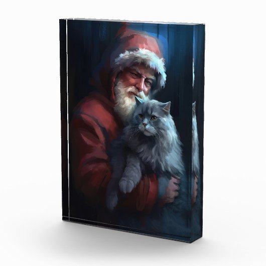 Russisch Blauwe Kat Sinterklaas Feestelijke Kerstm Fotoblokken (Rechts)