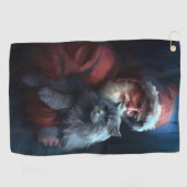 Russisch Blauwe Kat Sinterklaas Feestelijke Kerstm Golfhanddoek (Horizontaal)