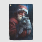 Russisch Blauwe Kat Sinterklaas Feestelijke Kerstm Golfhanddoek (Voorkant)