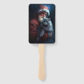 Russisch Blauwe Kat Sinterklaas Feestelijke Kerstm Handwaaier (Achterkant)