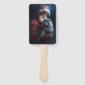 Russisch Blauwe Kat Sinterklaas Feestelijke Kerstm Handwaaier (Voorkant)