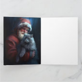 Russisch Blauwe Kat Sinterklaas Feestelijke Kerstm Kaart (Binnen)