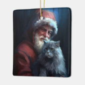 Russisch Blauwe Kat Sinterklaas Feestelijke Kerstm Keramisch Ornament (Links)