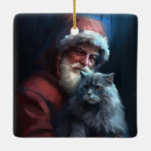 Russisch Blauwe Kat Sinterklaas Feestelijke Kerstm Keramisch Ornament (Achterkant)