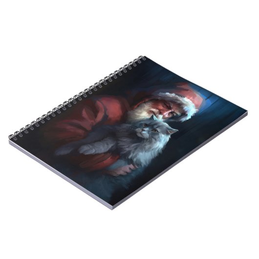 Russisch Blauwe Kat Sinterklaas Feestelijke Kerstm Notitieboek (Linkerzijde)