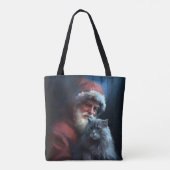Russisch Blauwe Kat Sinterklaas Feestelijke Kerstm Tote Bag (Achterkant)