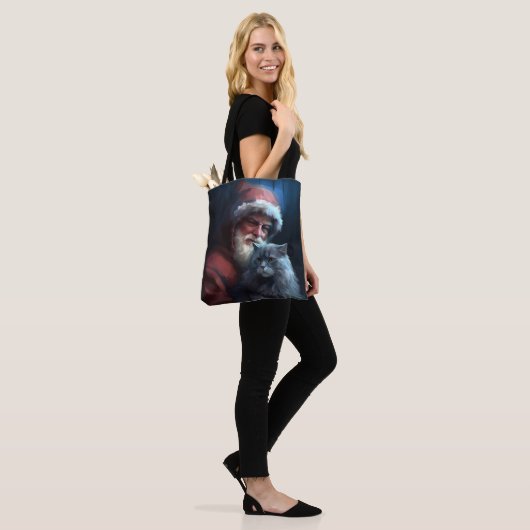 Russisch Blauwe Kat Sinterklaas Feestelijke Kerstm Tote Bag (Op model)