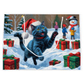 Russisch Blauwe Kat Sneeuw met Kerst Pet Groot Cadeauzakje (Voorkant)