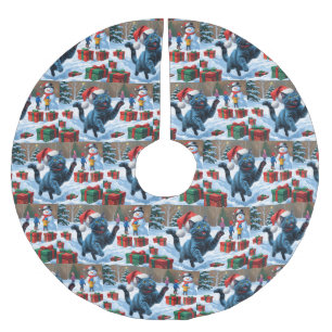 Russisch Blauwe Kat Sneeuw met Kerst Pet Kerstboom Rok