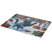 Russisch Blauwe Kat Sneeuw met Kerst Pet Snijplank (Hoek)