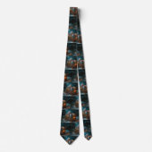 Russisch Blauwe Kat Sneeuw Sleebellen Kerst Decor Stropdas (Voorkant)