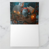 Russisch Blauwe Kat Sneeuw Sleebord Kerst Decor Kaart (Binnen)