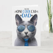 Russisch Blauwe Kat Vaderdag Een Koele Kat Feestdagen Kaart (Voorkant)