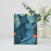 Russisch Blauwe kat Valentijnsdag Briefkaart (Staand voorkant)