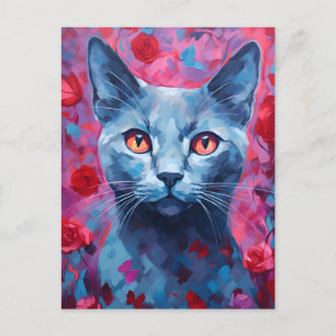Russisch Blauwe kat Valentijnsdag Briefkaart