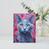 Russisch Blauwe kat Valentijnsdag Briefkaart (Staand voorkant)