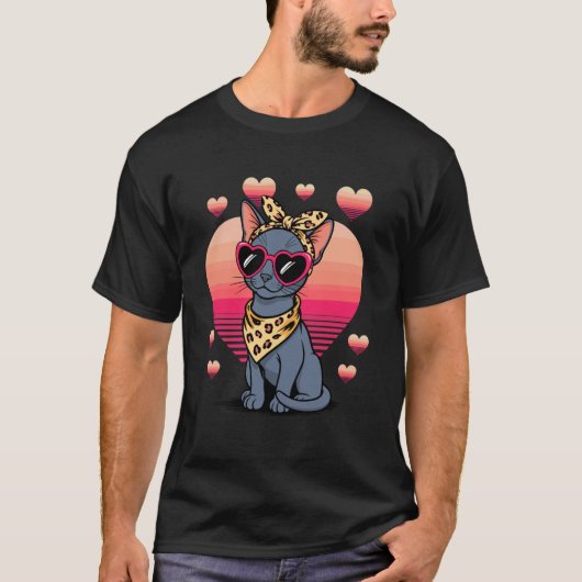 Russisch Blauwe Kat Valentijnsdag T-shirt (Voorkant)