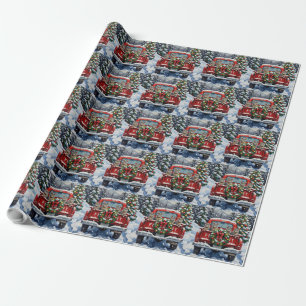Russisch Blauwe Katten Kerst Rode Truck Vakantie Cadeaupapier