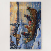 Russisch Blauwe Katten Kerstboot Vakantie Legpuzzel (Verticaal)