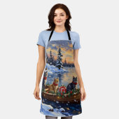 Russisch Blauwe Katten Kerstboot Vakantie Schort (Gedragen)