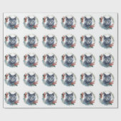 Russisch Blauwe Katten Kerstkrans Festieve Kitten Cadeaupapier (Vlak)