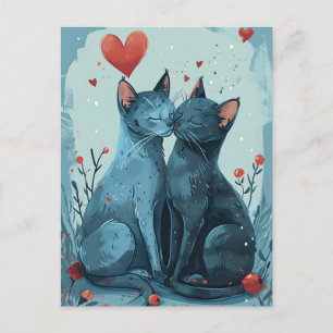 Russisch Blauwe Katten Valentijnsdag Briefkaart