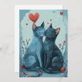 Russisch Blauwe katten Valentijnsdag  Feestdagenkaart (Voorkant / Achterkant)