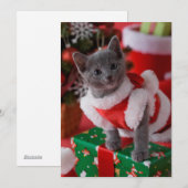 Russisch Blauwe Keuten en Kerstmis 2 Feestdagenkaart (Voorkant / Achterkant)