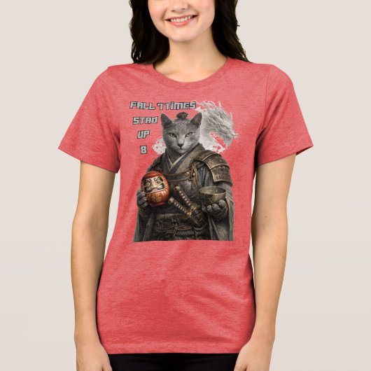 Russisch Blauwe Samurai Kat Tri-Blend Shirt (Voorkant)