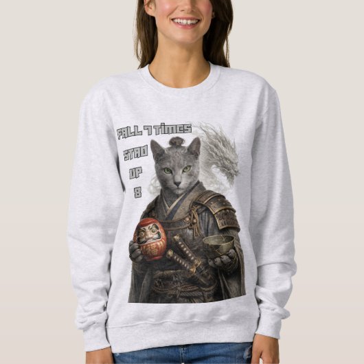 Russisch Blauwe Samurai Kat Trui (Voorkant)