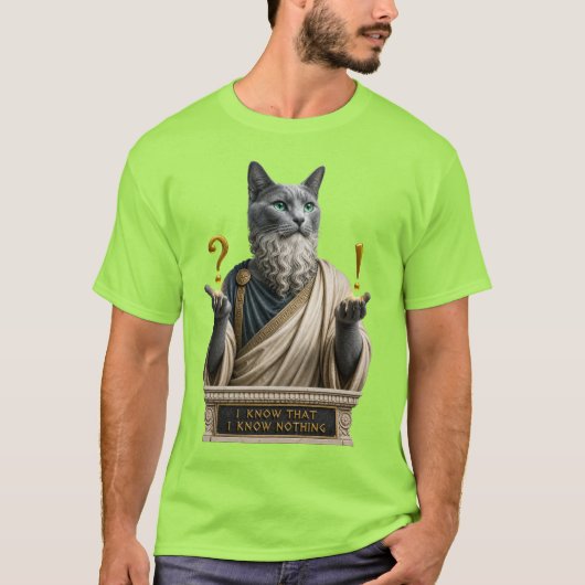 Russisch Blauwe Socrates Kat T-shirt (Voorkant)