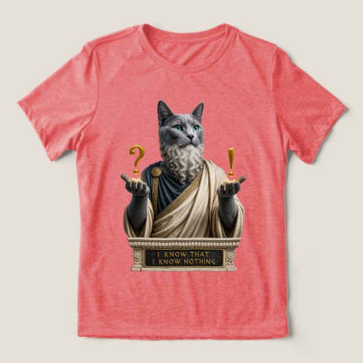 Russisch Blauwe Socrates Kat Tri-Blend Shirt (Design voorkant)