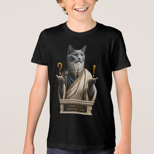 Russisch Blauwe Socrates Kat Tri-Blend Shirt (Voorkant)
