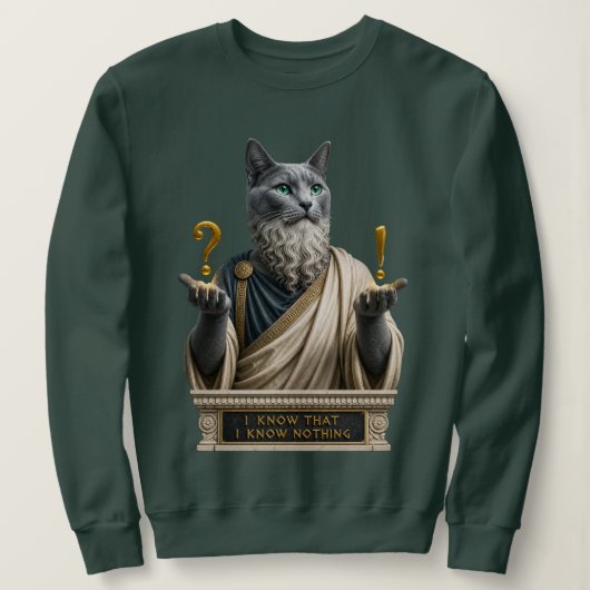 Russisch Blauwe Socrates Kat Trui (Design voorkant)