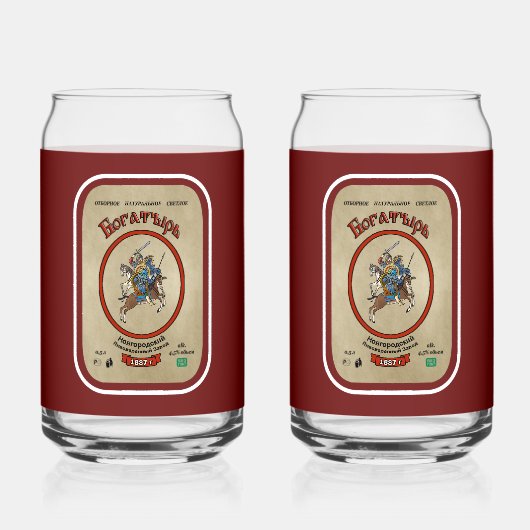 Russisch Bogatyr-merk Blikvorm Glas (Voorkant)