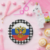 Russisch Bord, gebuffel en Russische vlag Papieren Bordje (Feest)