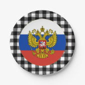 Russisch Bord, gebuffel en Russische vlag Papieren Bordje (Voorkant)