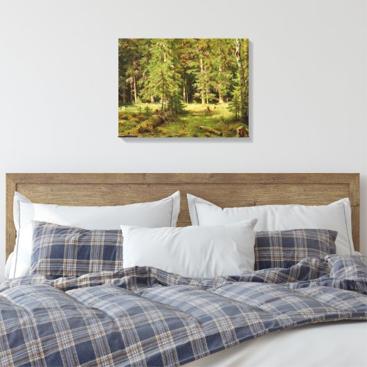 Russisch bos (Rustisch landschap) (Groene Bossen) Canvas Afdruk (Insitu (Slaapkamer))