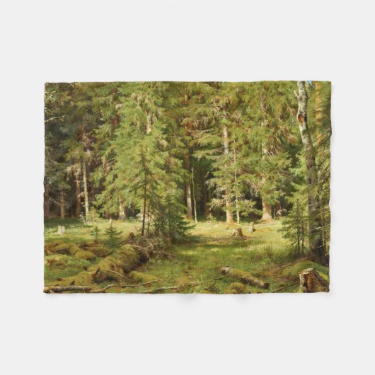 Russisch bos (Rustisch landschap) (Groene Bossen) Fleece Deken (Voorkant (Horizontaal))