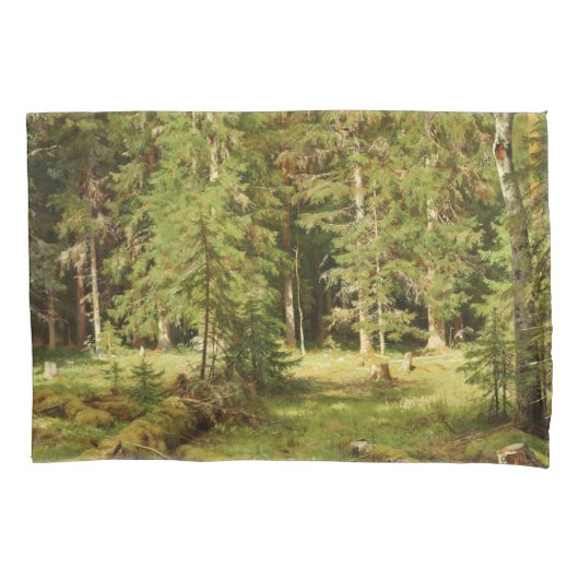 Russisch bos (Rustisch landschap) (Groene Bossen) Kussensloop (Voorkant-Links)