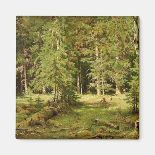 Russisch bos (Rustisch landschap) (Groene Bossen) Magneet (Voorkant)