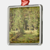 Russisch bos (Rustisch landschap) (Groene Bossen) Metalen Ornament (Links)