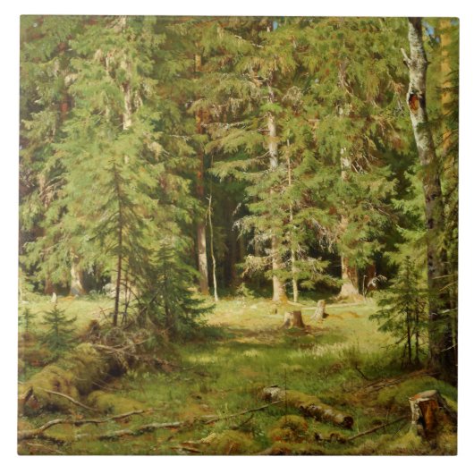 Russisch bos (Rustisch landschap) (Groene Bossen) Tegeltje (Voorkant)
