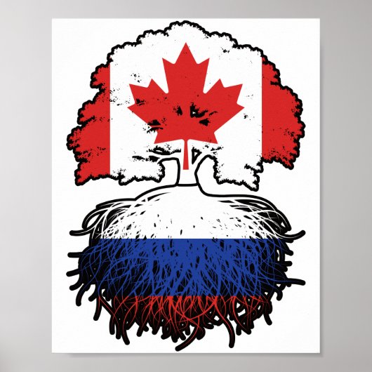Russisch-Canadese vlag voor boomstammen Poster (Voorkant)