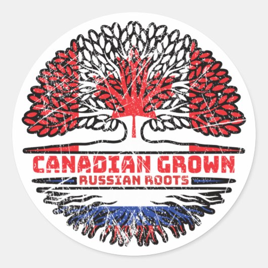 Russisch-Canadese vlag voor boomstammen Ronde Sticker (Voorkant)