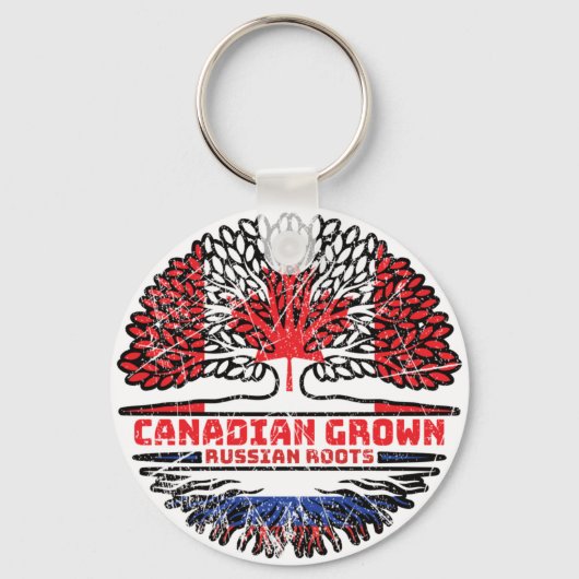Russisch-Canadese vlag voor boomstammen Sleutelhanger (Voorkant)