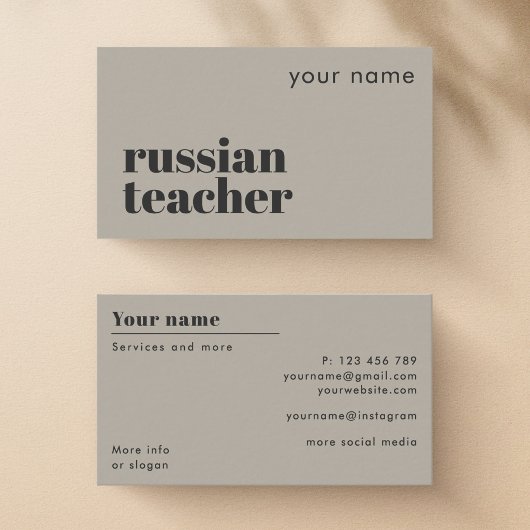 Russisch docent tweede taal Visitekaartje