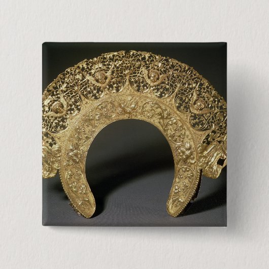 Russisch doekje met filigrafie vierkante button 5,1 cm (Voorkant)