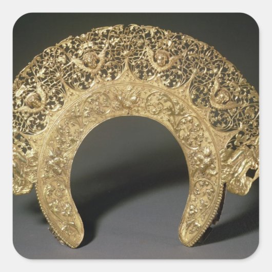 Russisch doekje met filigrafie vierkante sticker (Voorkant)